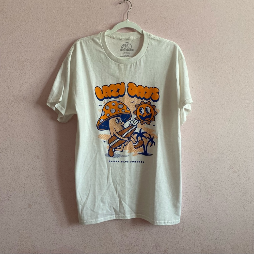 12oz Soda Tilly's 100% Cotton Lazy Day's Happy Day's Forever Graphic Casual Tee